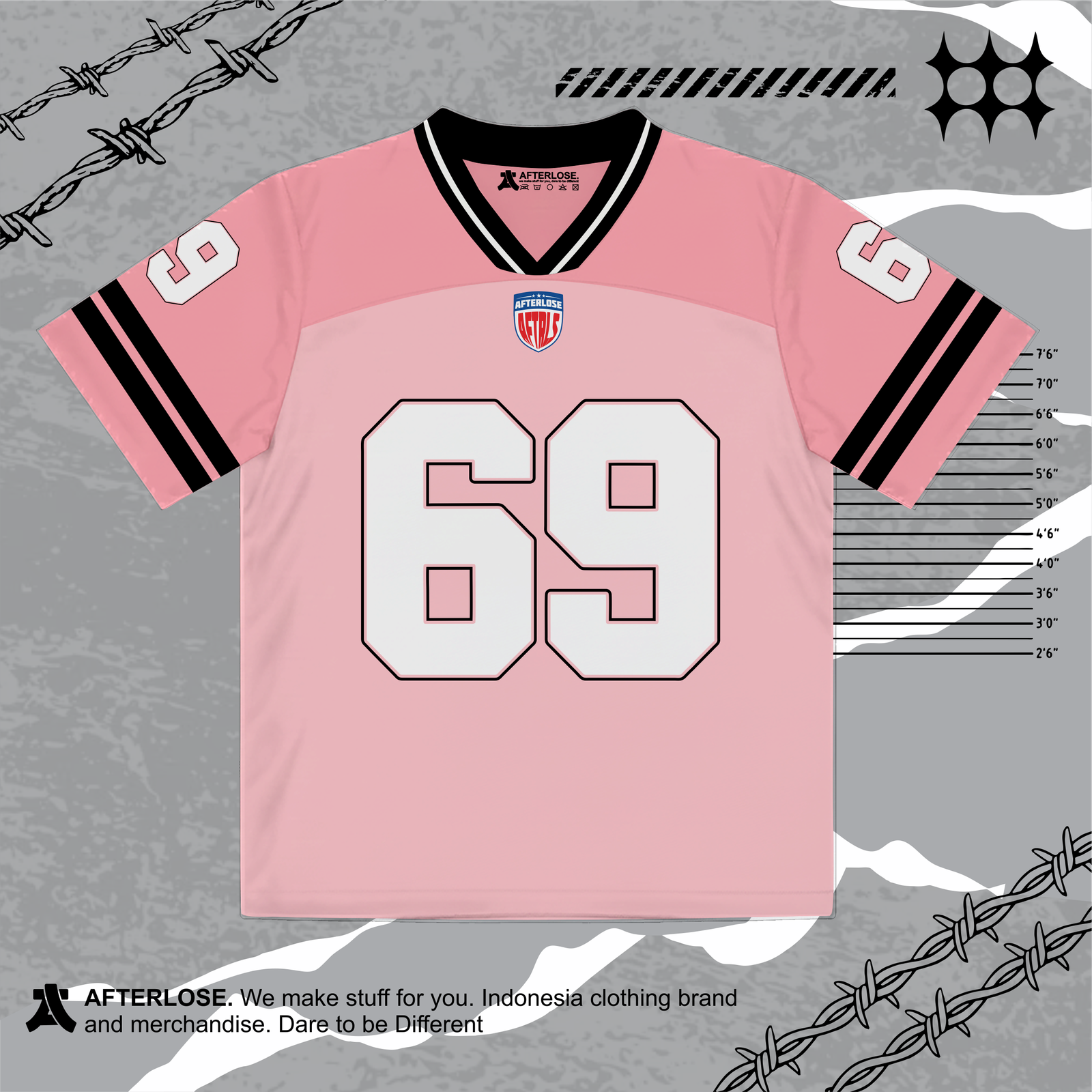 WOMEN'S PINK MONOCHROME 69 JERSEY AFTERLOSE.ID