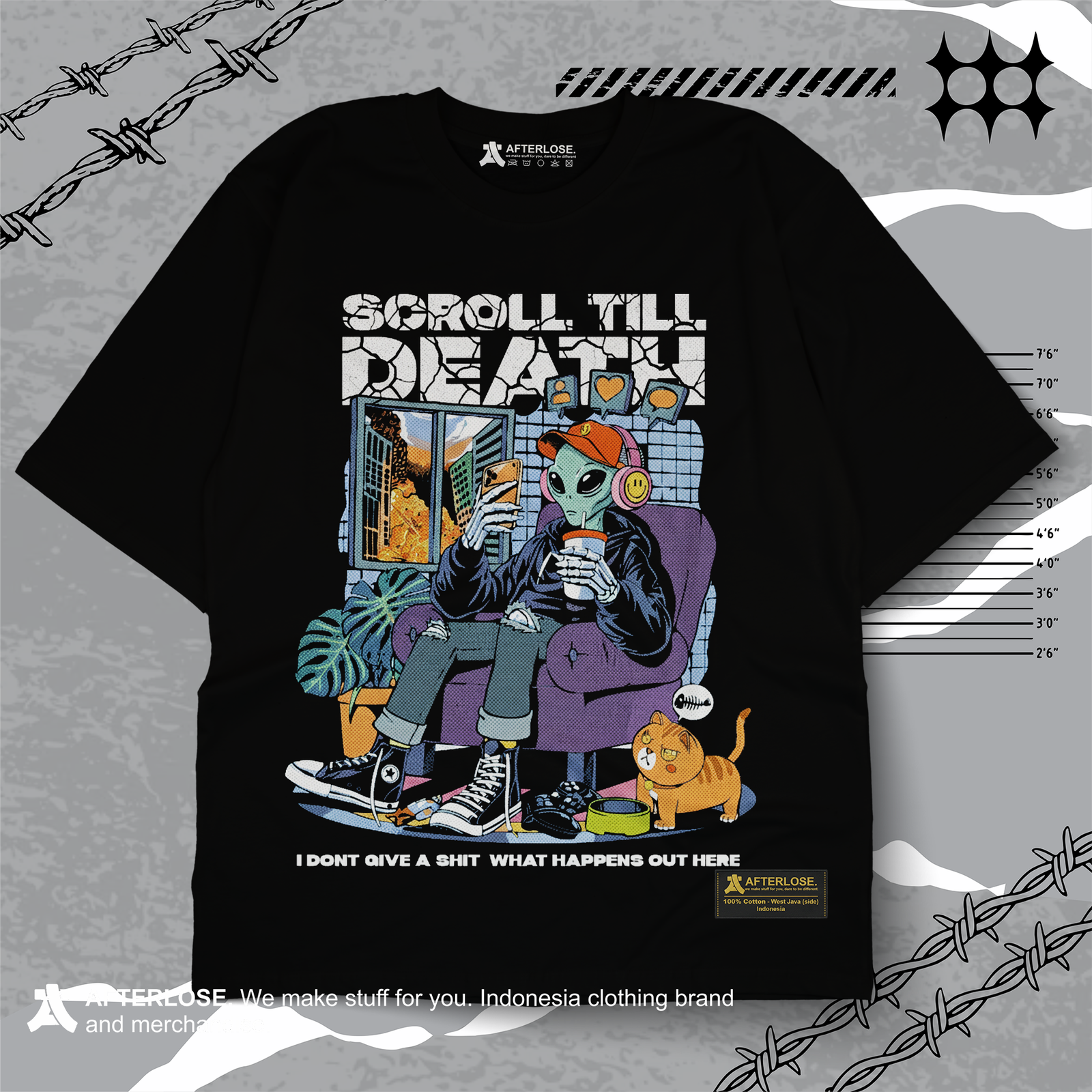 OVERSIZE SCROLL TILL DEATH T-SHIRT - Black Edition